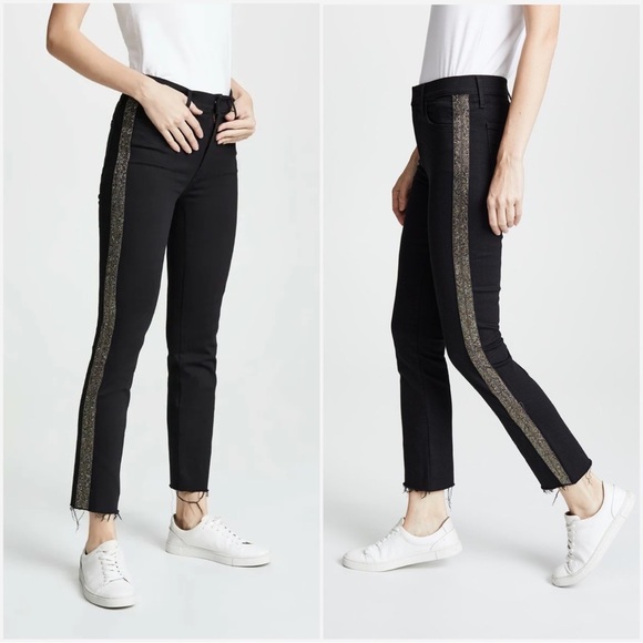 MOTHER Denim - Mother • the rascal ankle fray metallic side black denim sz 29